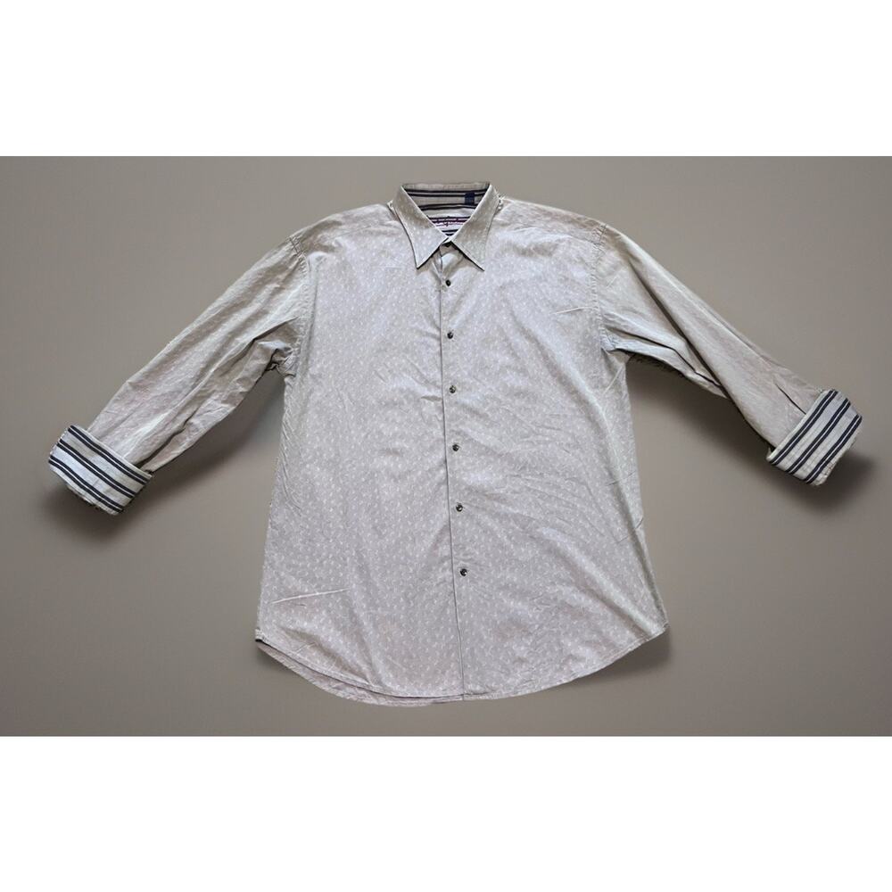 Robert Graham Classic Fit Long Sleeve Gray Paisley Button Down Shirt Men’s 3XL